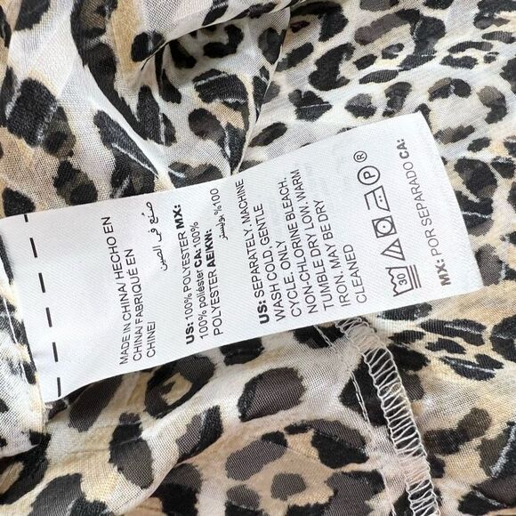 Chico's Shirt Womens Large Ruffle Cheetah Woven Animal Print NEW Long Sleeve - Picture 7 of 9